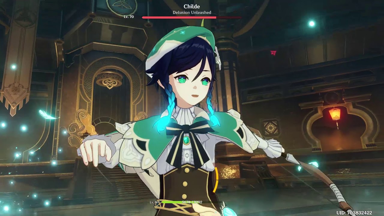 Genshin Impact | Childe boss fight solo / 1 star lvl 1 bow / no artifacts / venti