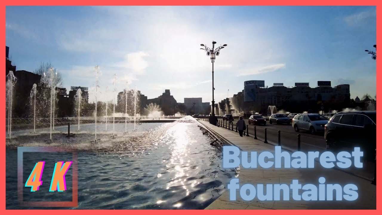 ▪4K▪Bucharest Walks: City center - Dimitrie Cantemir Boulevard up to Unirii Square fountains
