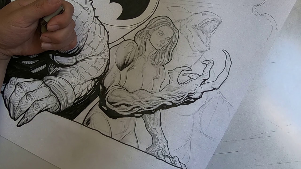Frank Cho Art Demo - Inking Lady Clayface, PART 1