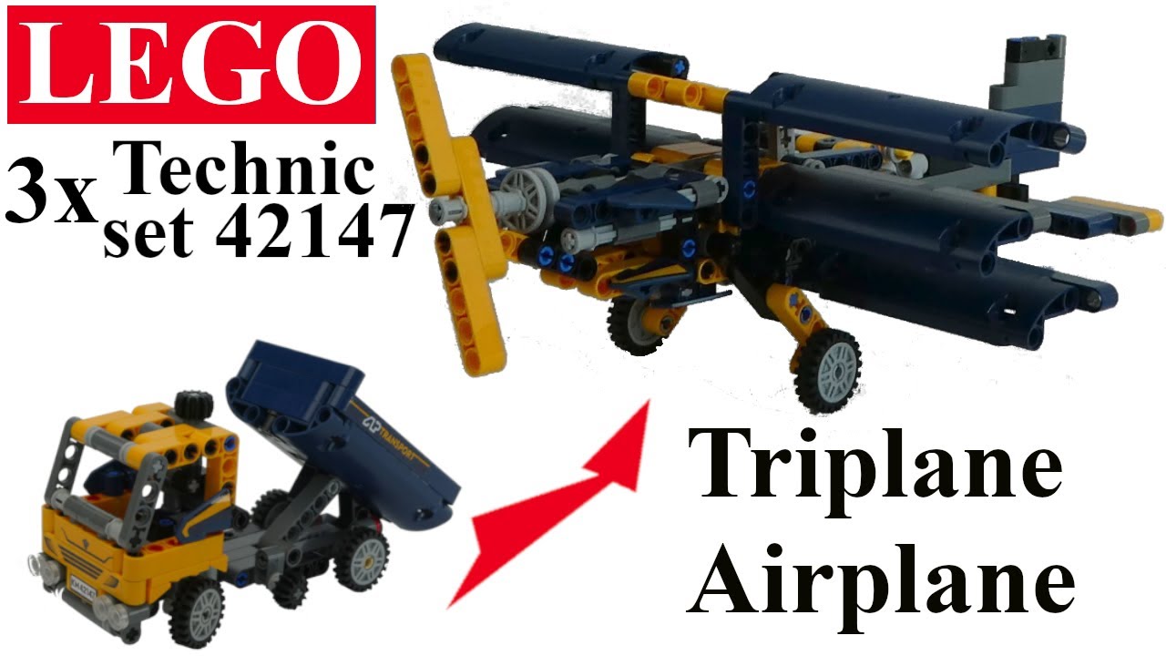 3x LEGO Technic set 42147 conversion to Triplane Airplane  (DIY and TUTORIAL)