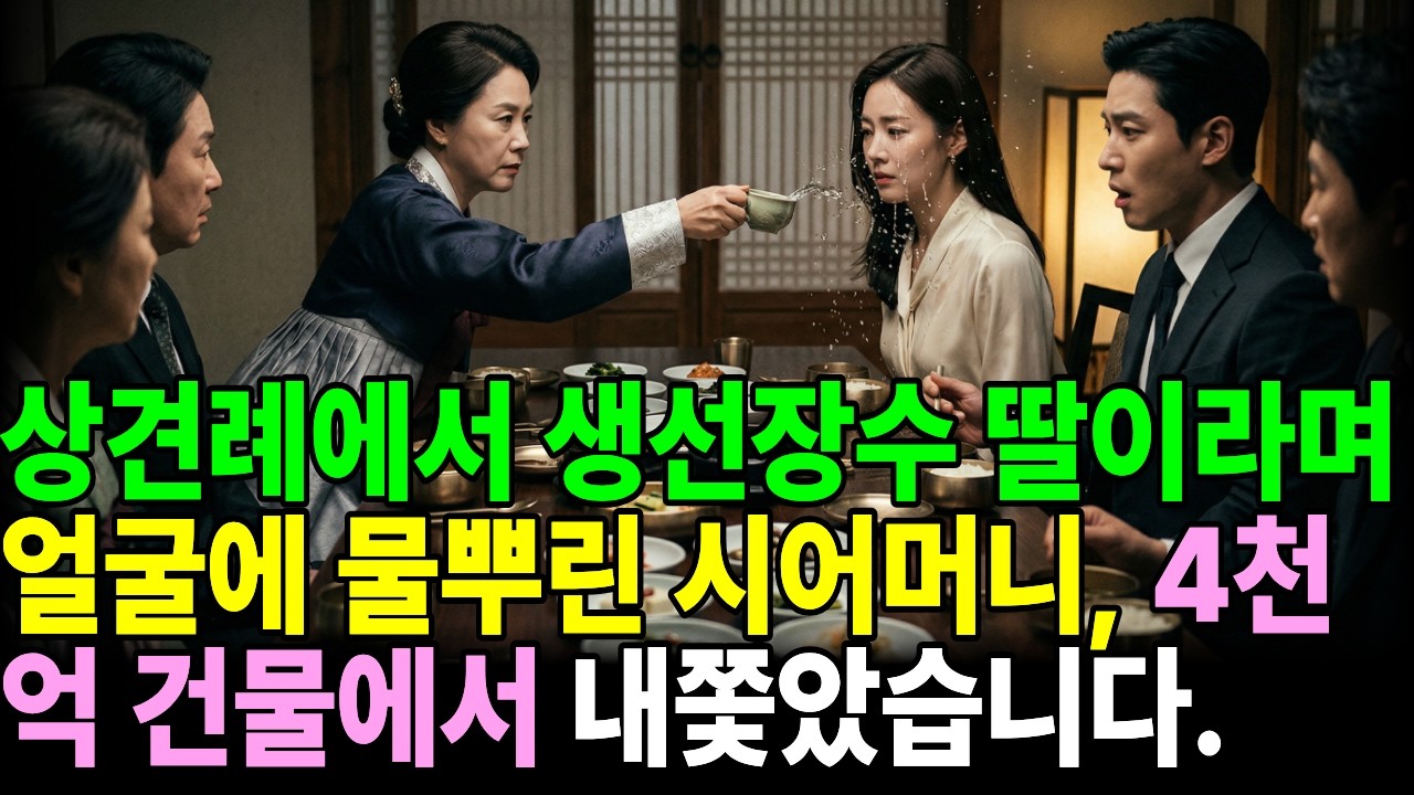 상견례에서 생선장수 딸이라는 이유로 얼굴에 물뿌린 시어머니, 4천억 건물에서 내쫓았습니다.