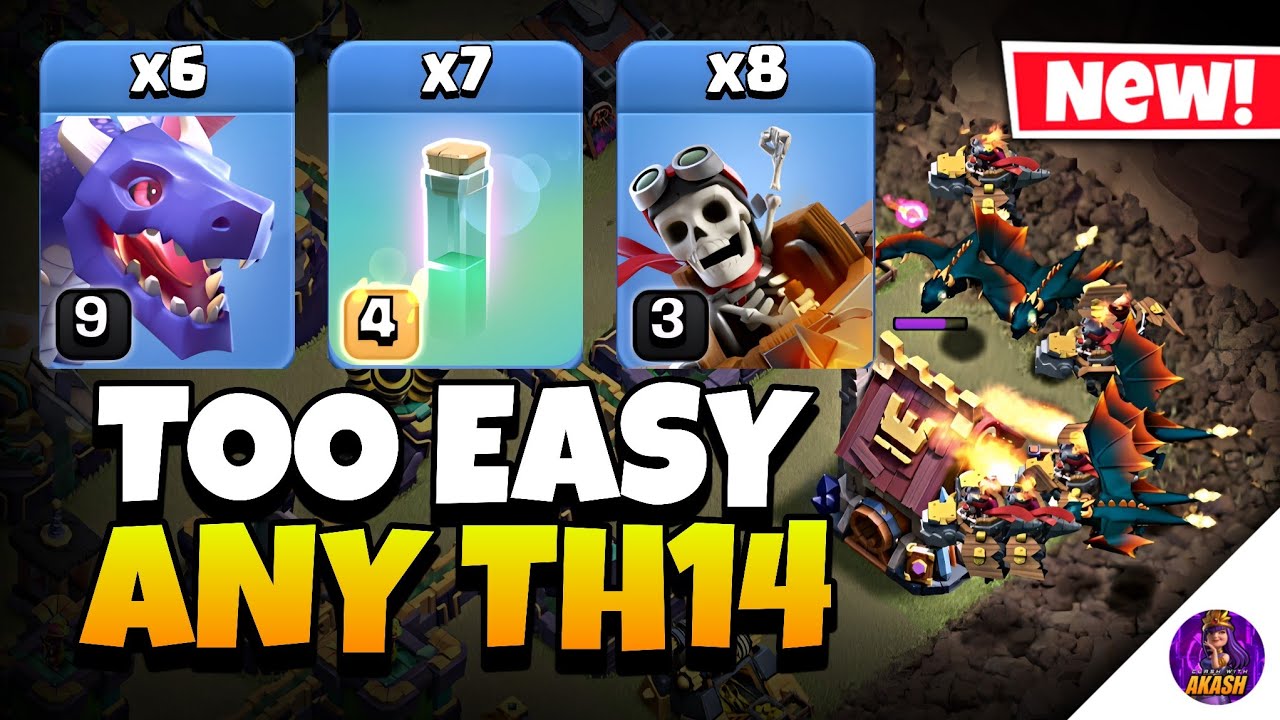 NEW TH14 Dragon Rider Attack DESTROYS Every Base | Best TH14 Attack Strategy in Clash of Clans 🔥