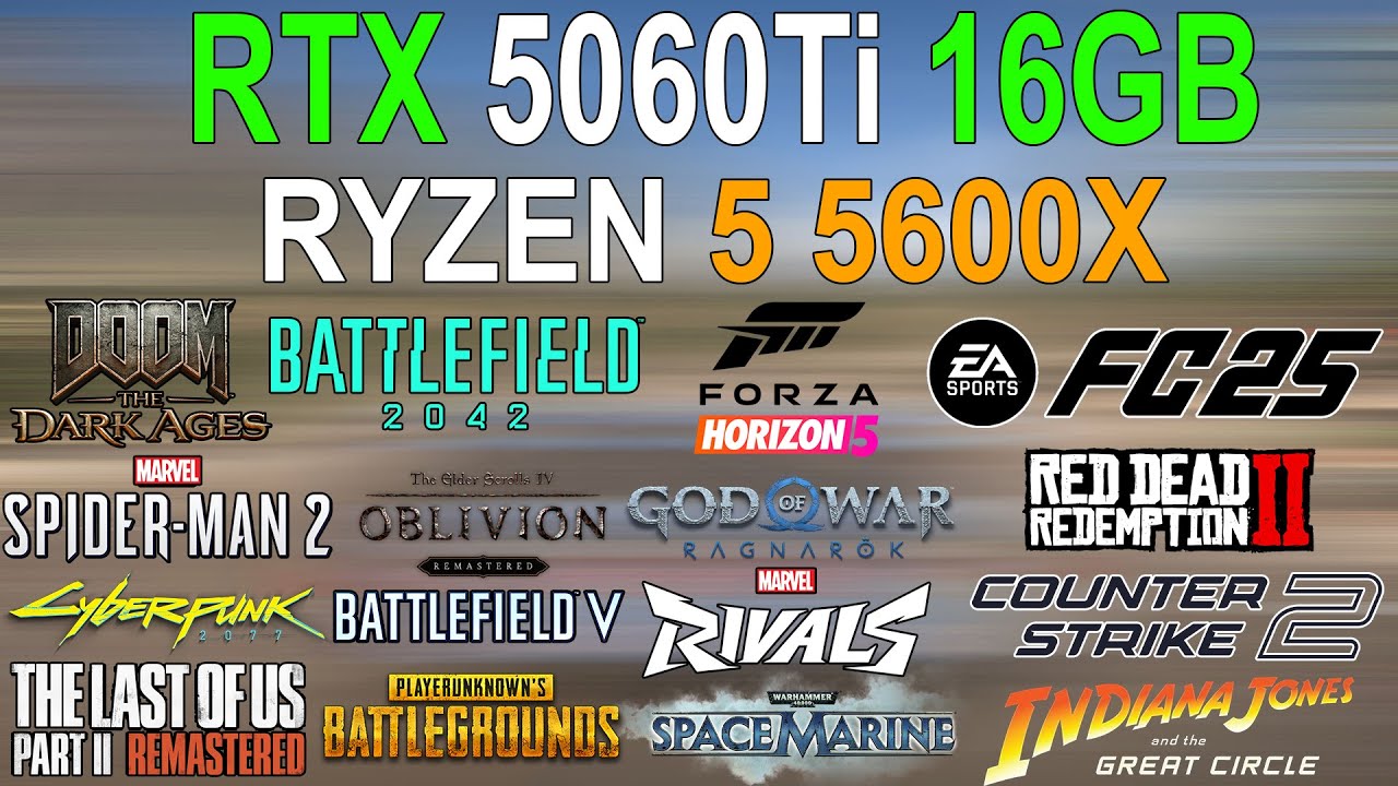 RTX 5060 Ti + Ryzen 5 5600X : Test in 24 Games at 1080p
