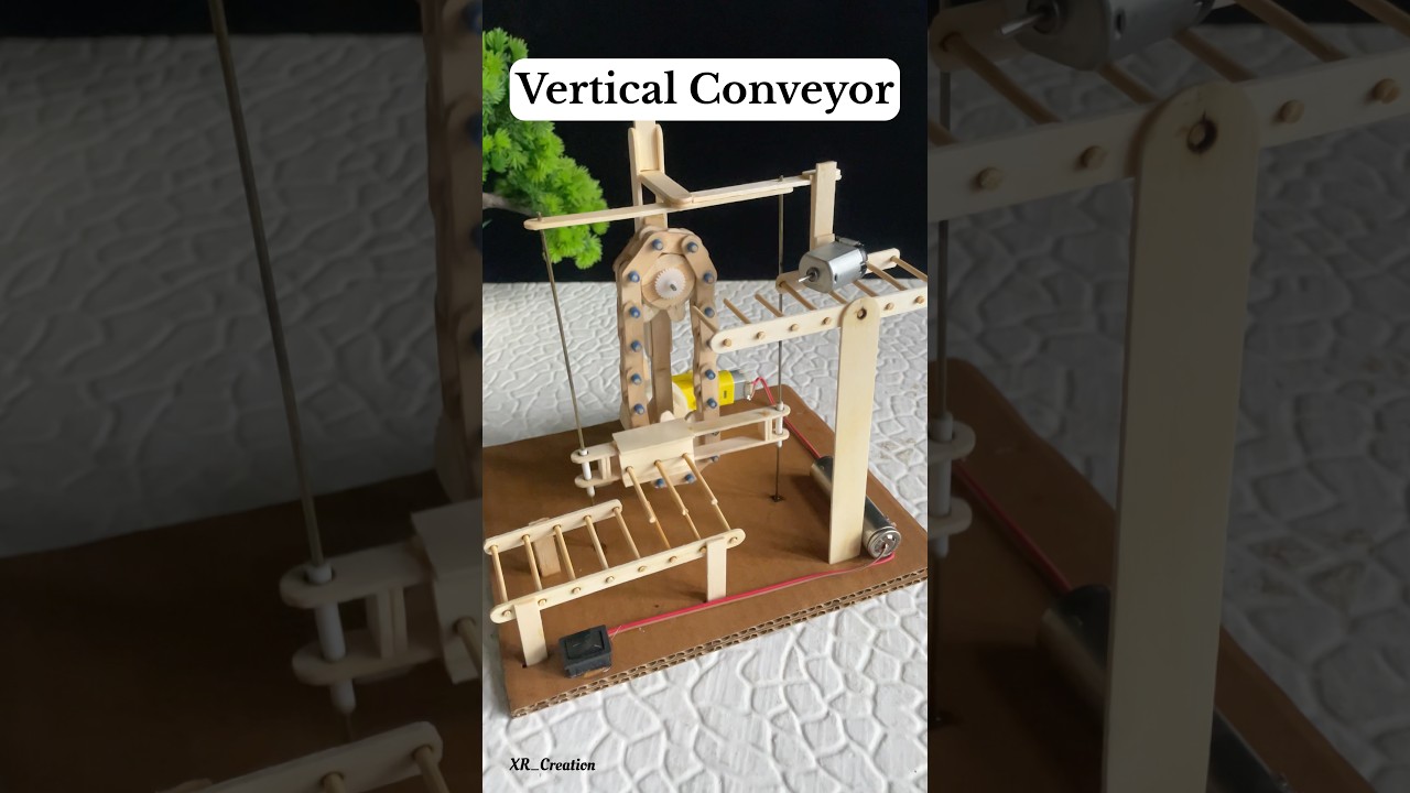 Vertical Conveyor Mechanism Demo Model #shortvideo #cad #motor #dcmotorproject #tech #youtubeshorts