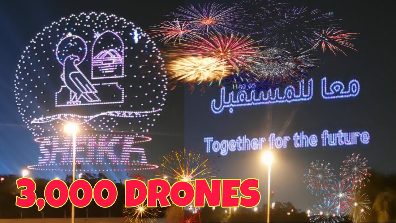 3,000 Drones Show in Sheikh Sayed Festival Abu Dhabi. #newyear2023 #drone