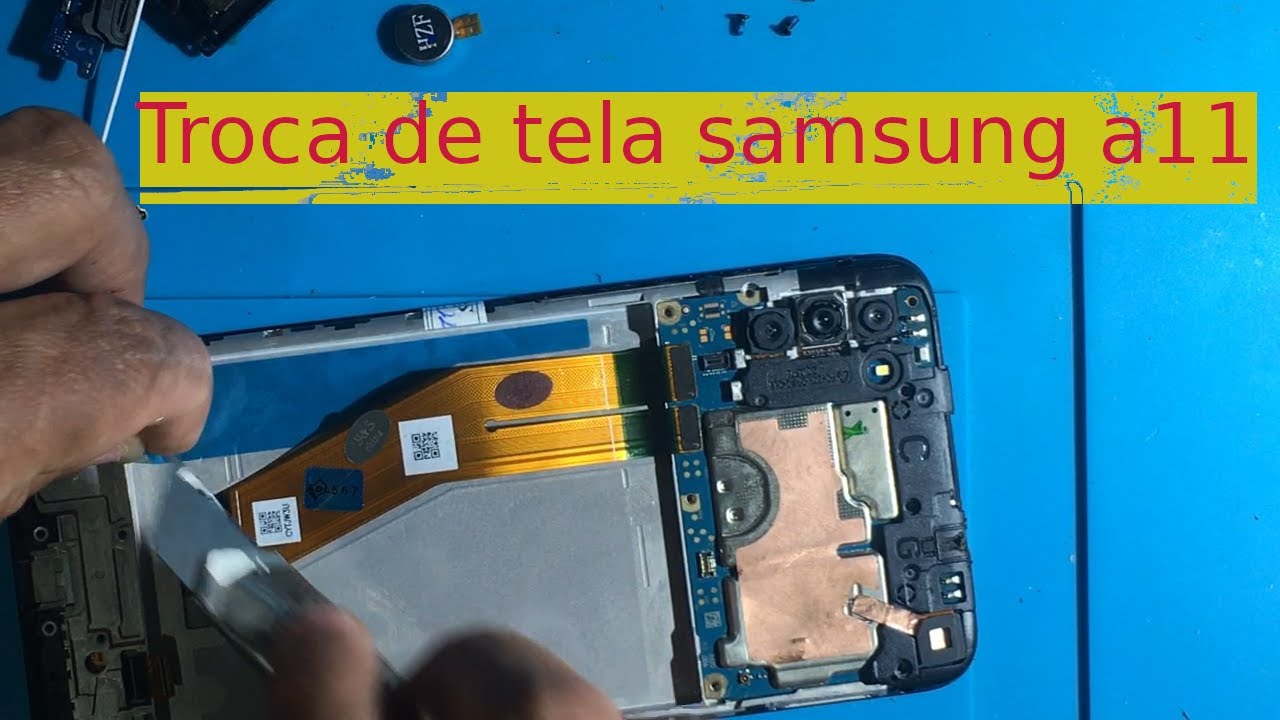 Como trocar tela samsung galaxy  A11 - frontal completa display e touch com aro