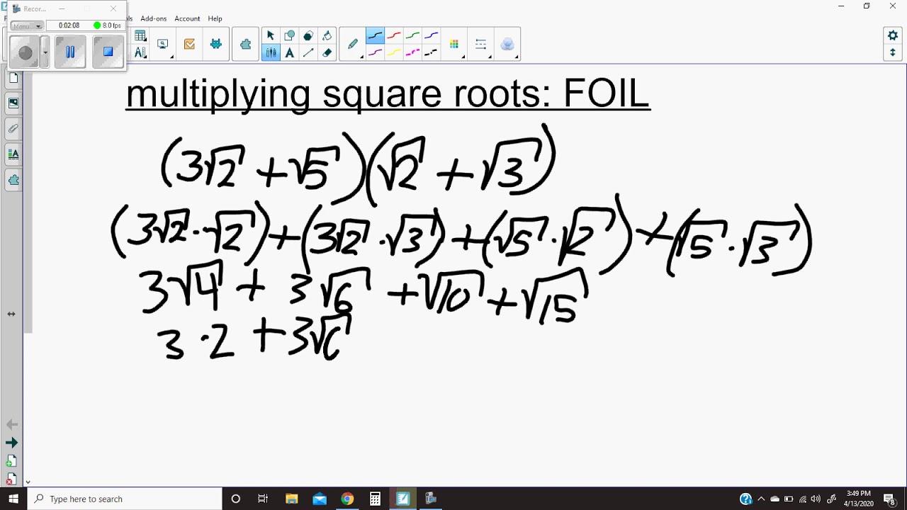 Multiplying Square Roots Using FOIL