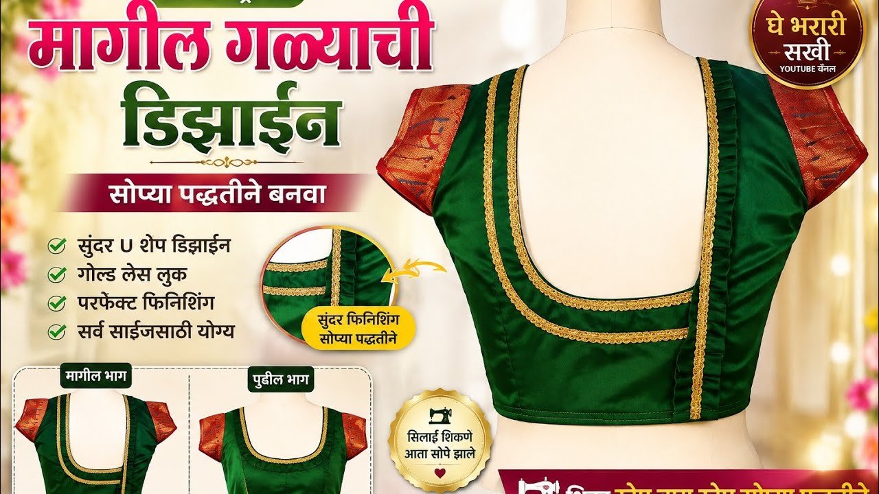 भन्नाट अशी मागच्या गळ्याची सुंदर डिझाईन.... latest blouse back neck design 