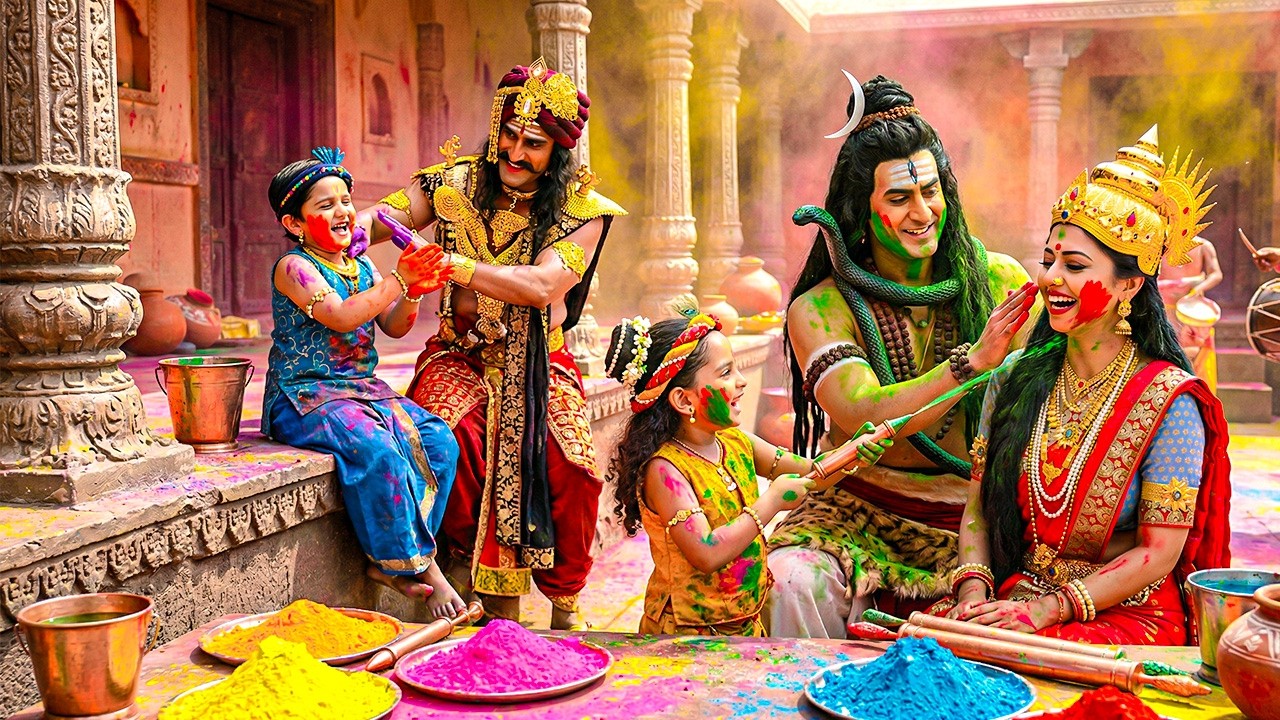 बाल कान्हा ने महादेव के ऊपर रंग फेंका | यशोमती मईया के नंदलाला | Shree Krishan Leela