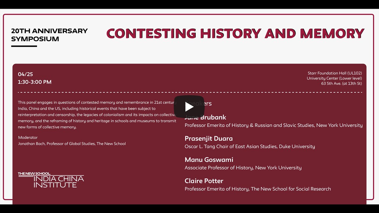 Panel 3: Contesting History and Memory