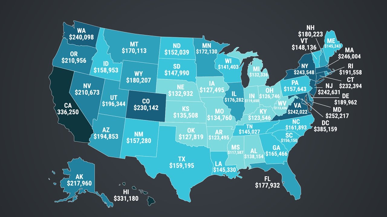 Animated Map Shows Average Mortgage Debt In Every State