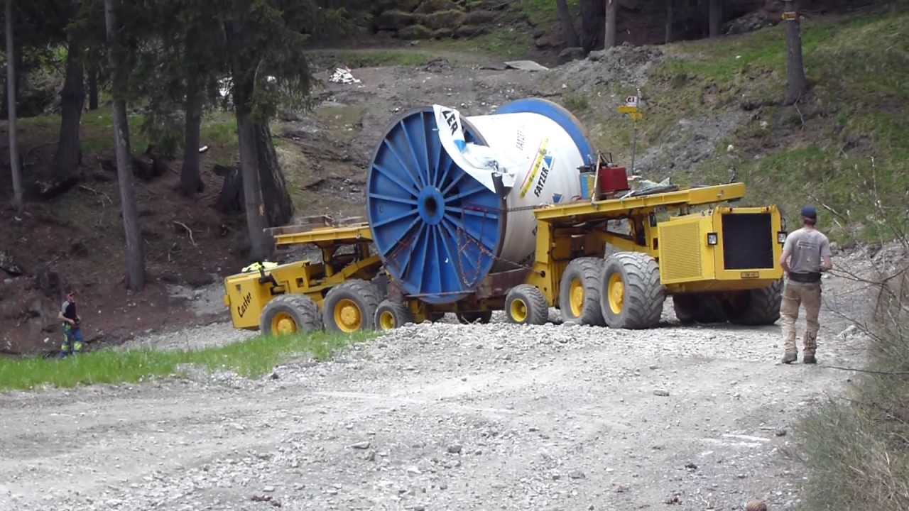 Transport du câble du funitel de la Plaine-Morte - Crans-Montana (2ème bobine)