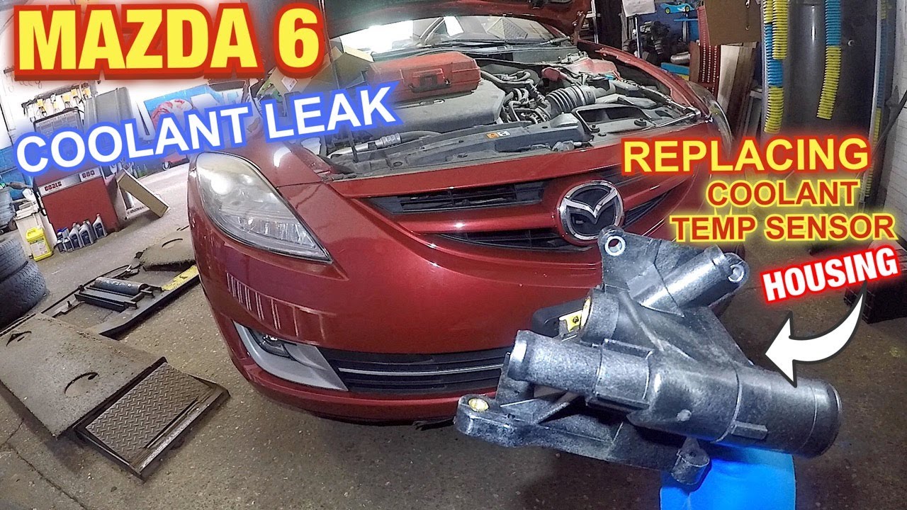 Утечки охлаждающей жидкости в Mazda 6 2009 года. Замена корпуса датчика температуры охлаждающей ж...
