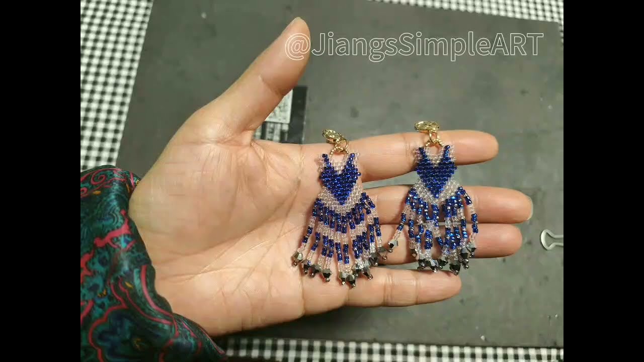 diy beadedearrings bluedress