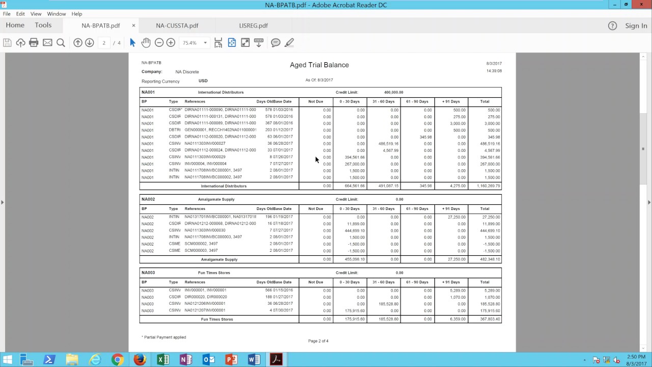 Useful Inquiries and Reports for an Accounts Receivable Manager in X3