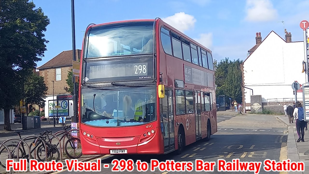 Full Route Visual | London Bus Route 298 - Arnos Grove to Potters Bar Station | (1490) YX12FNY