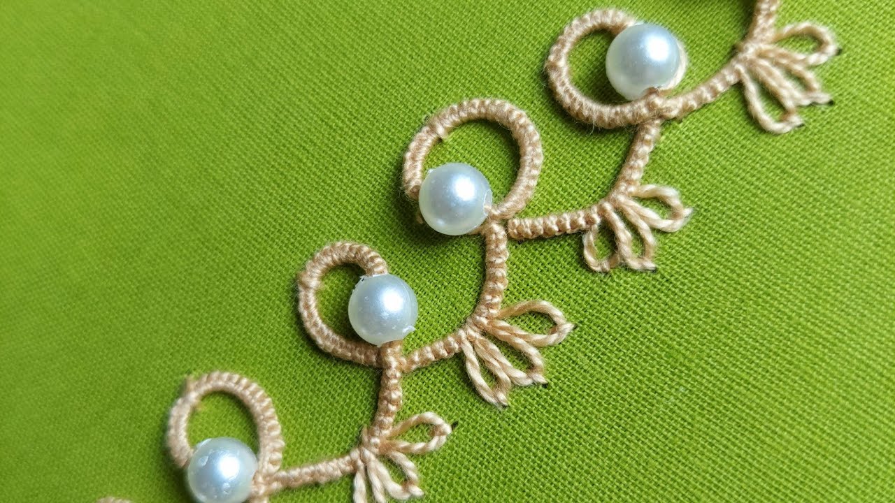 Needle tatting handwork lace design for dupatta or border|