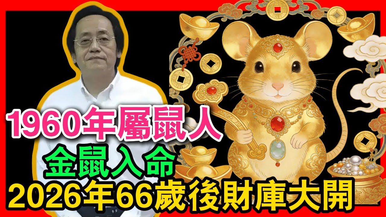 1960年屬鼠人注意！金鼠入命，2026年66歲後財庫大開，昔日冷眼旁觀者，往後只能仰望你！   #1960年屬鼠 #屬鼠2026運勢 #屬鼠 #生肖鼠運勢