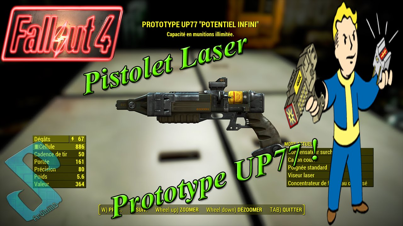 Fallout 4 : Pistolet laser | Prototype up77 (Capacité en munitions Illimitée)