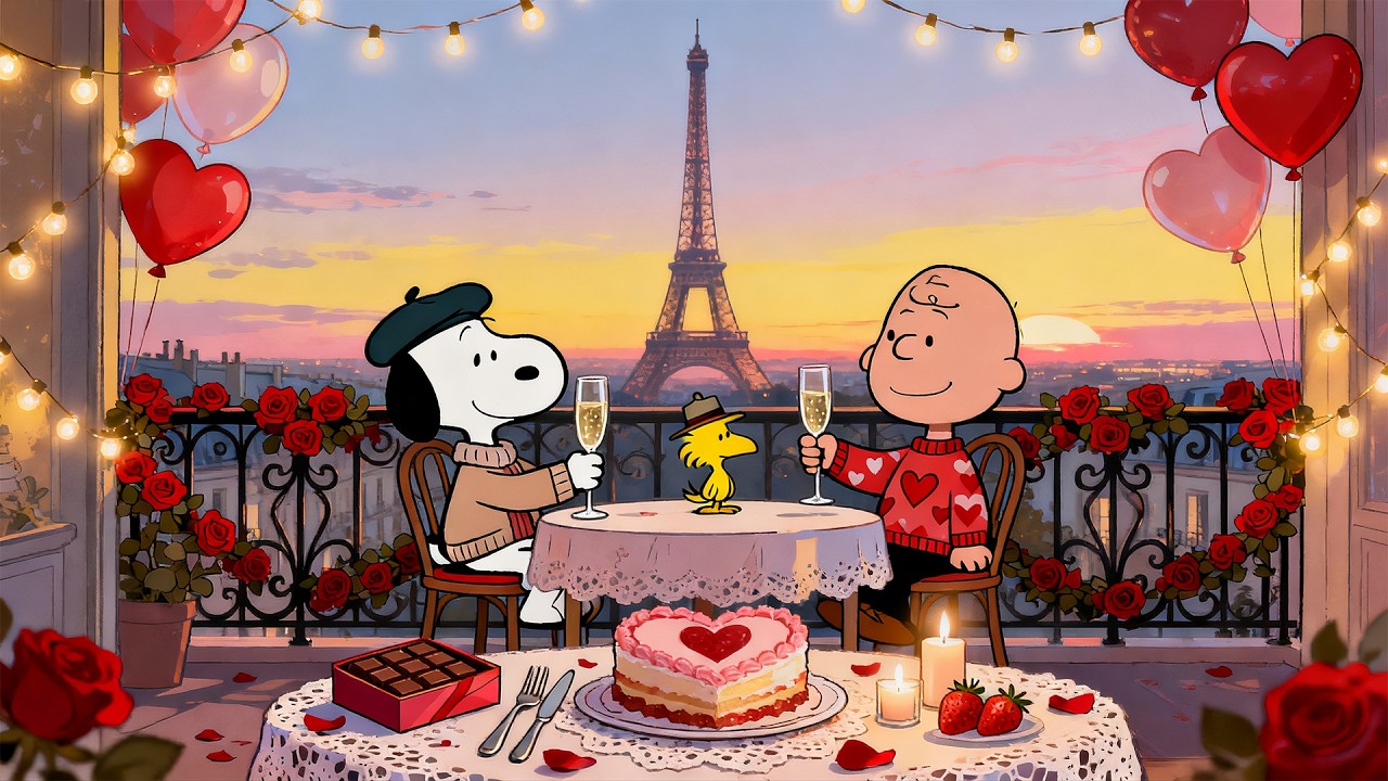 Paris Valentine Toast with Snoopy 💖 | Soft Lofi Music for Study, Focus & Relax