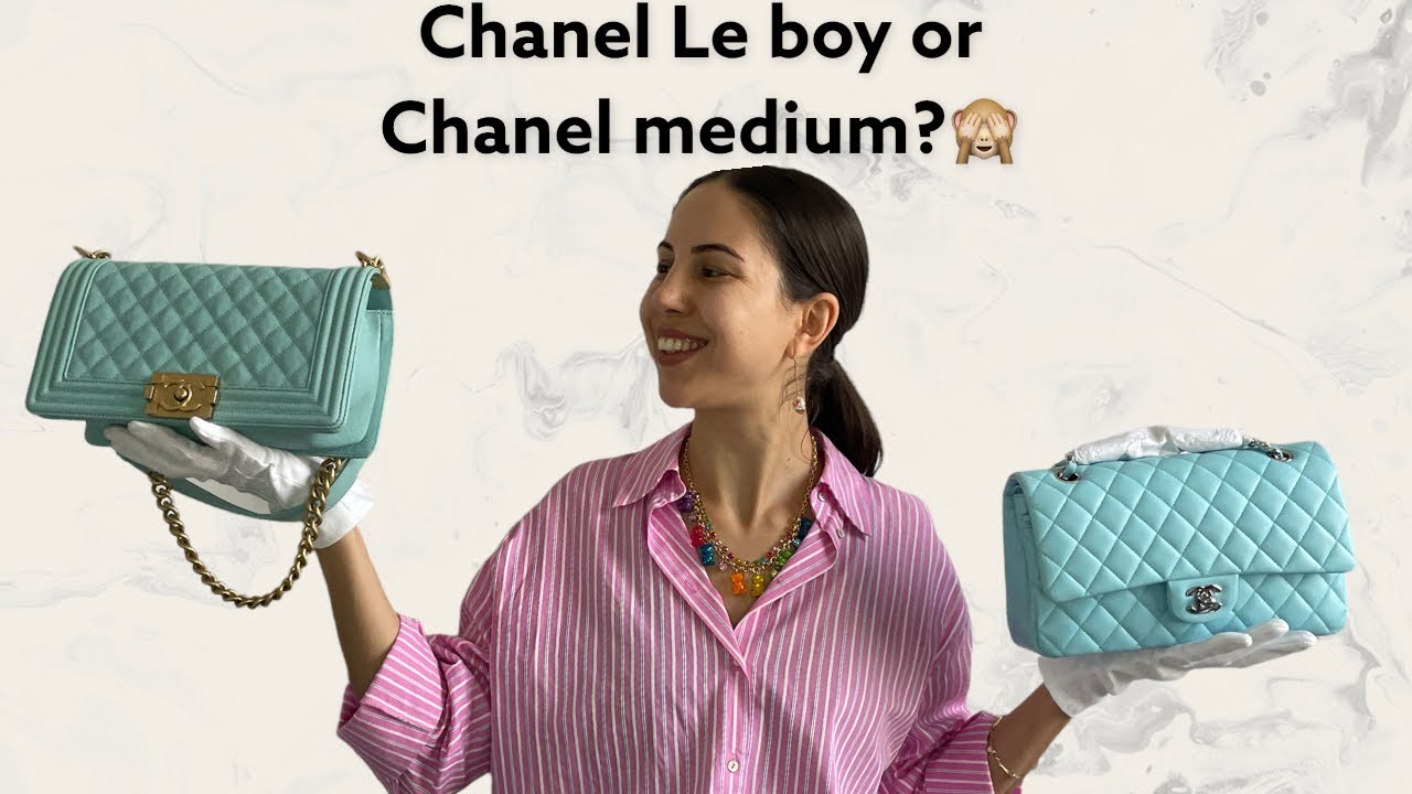 Chanel Medium Lambskin vs Chanel Le Boy Medium Caviar tiffany color #chanel