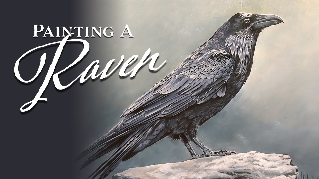 Painting a Raven in Acrylics | Detailed Bird Feathers