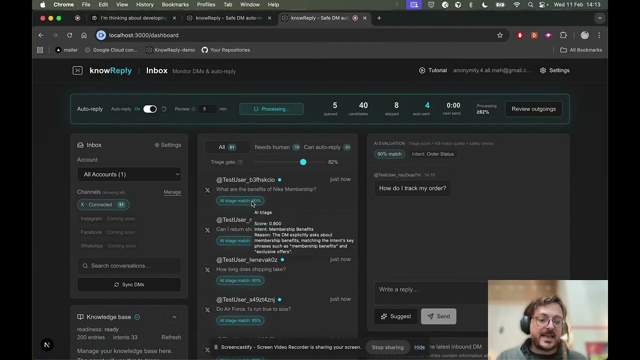 Social Media DMs automation with KnowReply AI