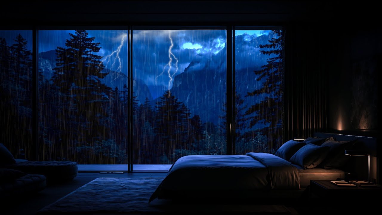 Rain Sounds for Sleeping 🌲 Cozy Forest Cabin with Warm Lamp Glow | Fall Asleep Fast & Sleep Deep