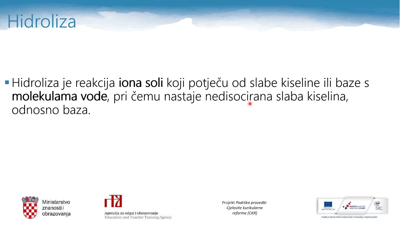 Kemija, 3.r. SŠ - Hidroliza soli