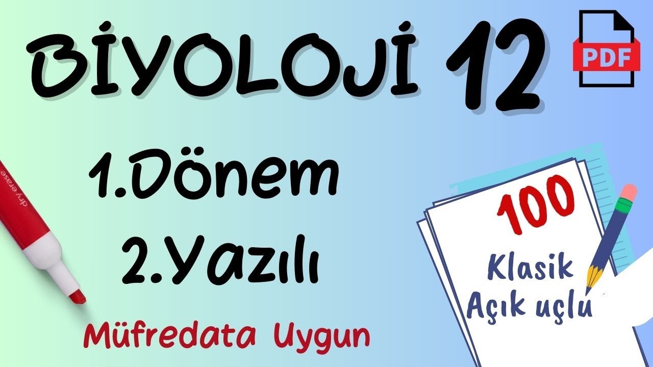 Biyoloji 12.Sınıf 1.Dönem 2.Yazılı Örnek sorular MEB Senaryo Ortak yazılı 12 biyoloji yazılı