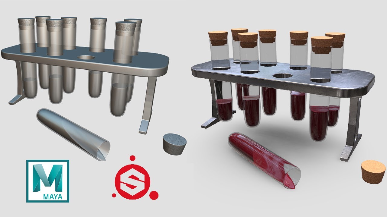 Test Tubes with Maya 2022 and Substance Painter 2022
