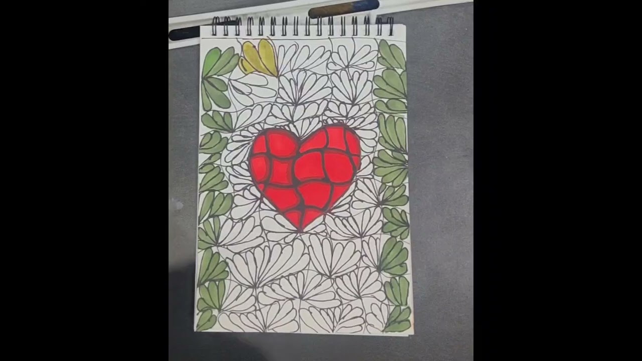 Relaxing Heart doodle art for Beginners 