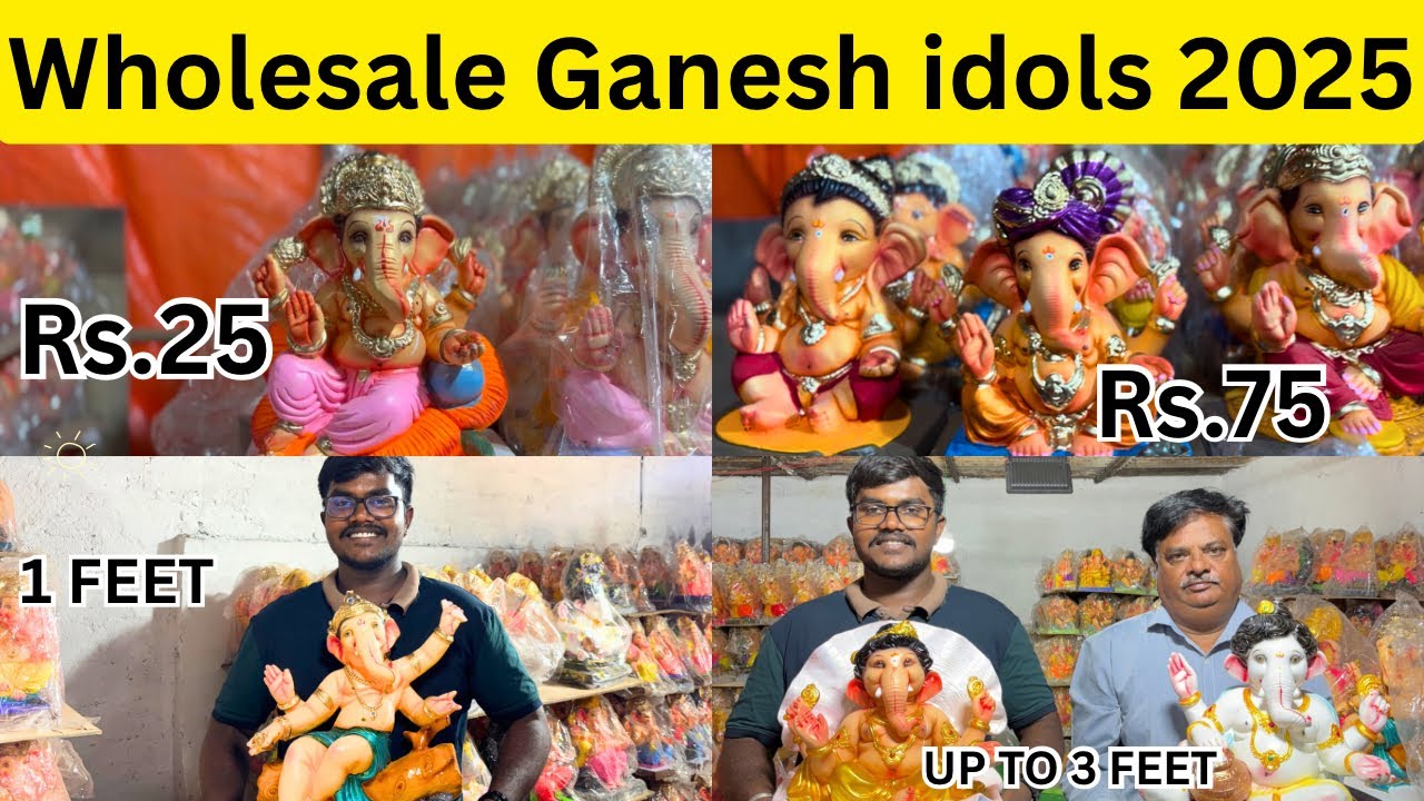 Whole sale Ganesh murthi 2025 || Rs.25 - Rs.800 || whole sale Ganesh idols | Hyderabad @krack chandu