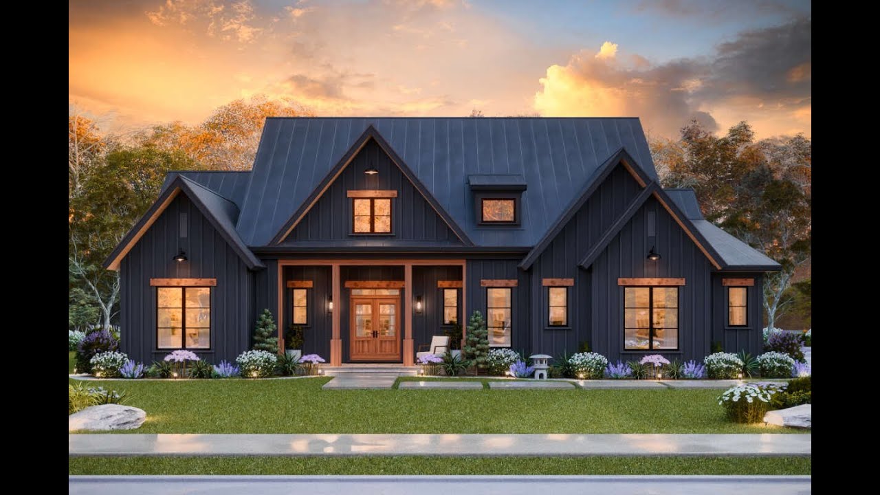 Open Layout Modern Farmhouse | 3 Beds & 3.5 Baths | Plan 4195-00084