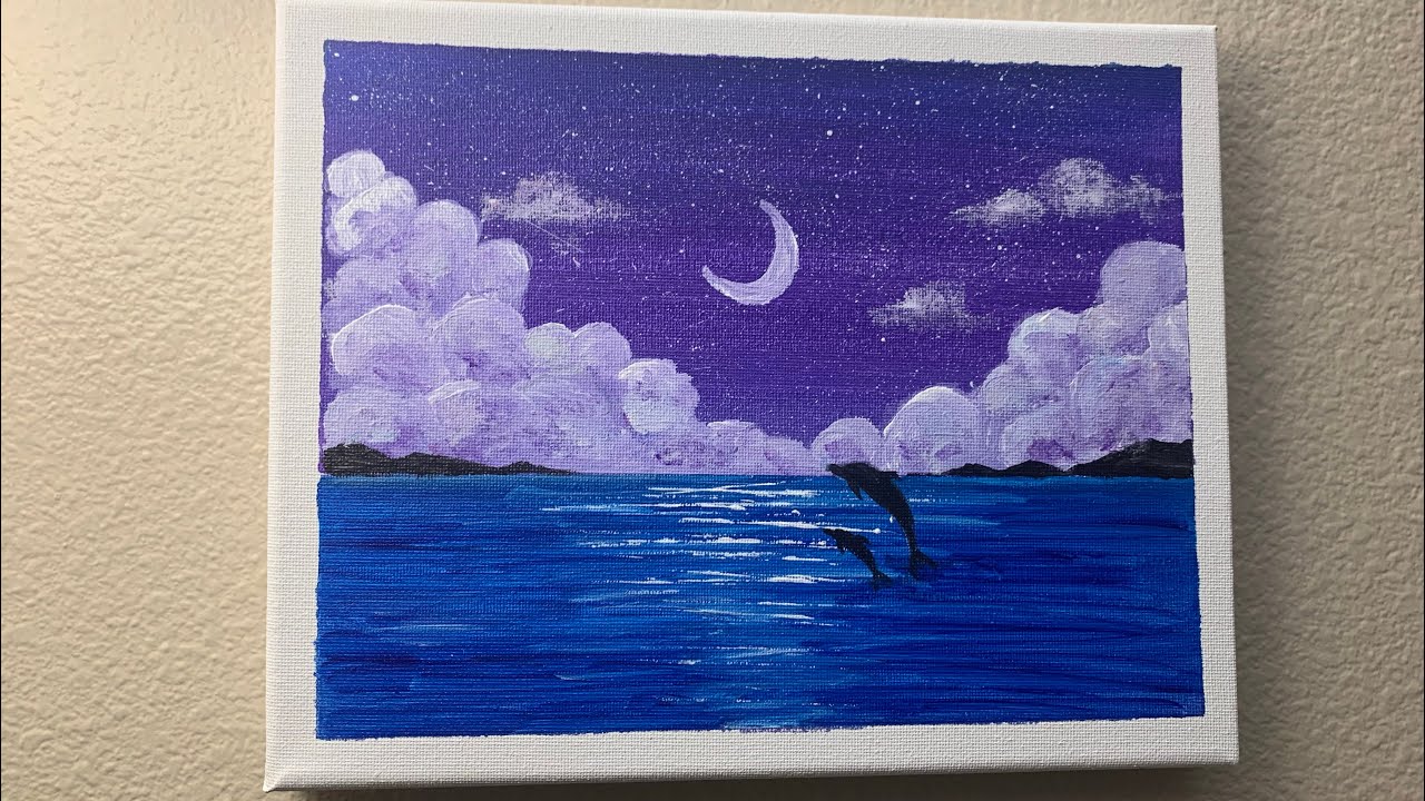 Painting Challenge #010 | Acrylic Painting for Beginners | Wow Art inspired | Dolphins and ocean