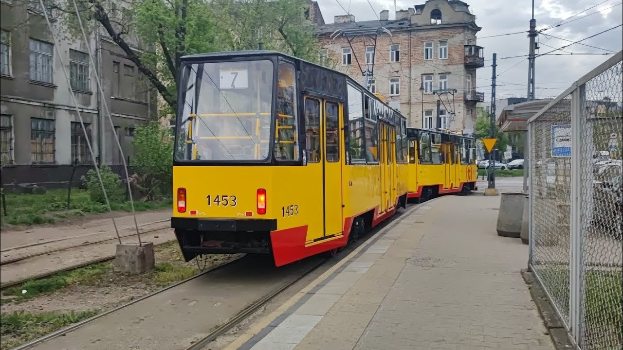 Przejazd: Konstal 105Na #1454 + #1453 7➡️ Kawęczyńska-Bazylika