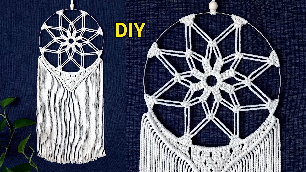 DIY Macrame Dreamcatcher Wall hanging Tutorial | DIY Macrame Dream Catcher | آموزش دریمکچر مکرومه