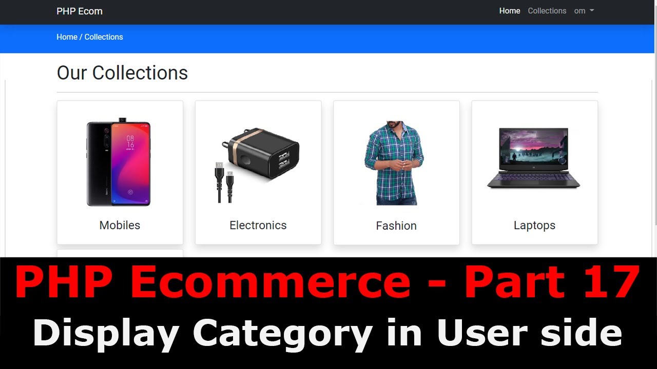 PHP Ecom Часть 17: Как отобразить категорию на стороне пользователя в PHP MySQL