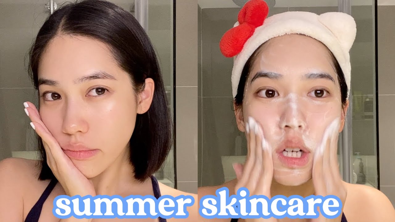 my simple summer skincare routine🩵✨ (day & night)