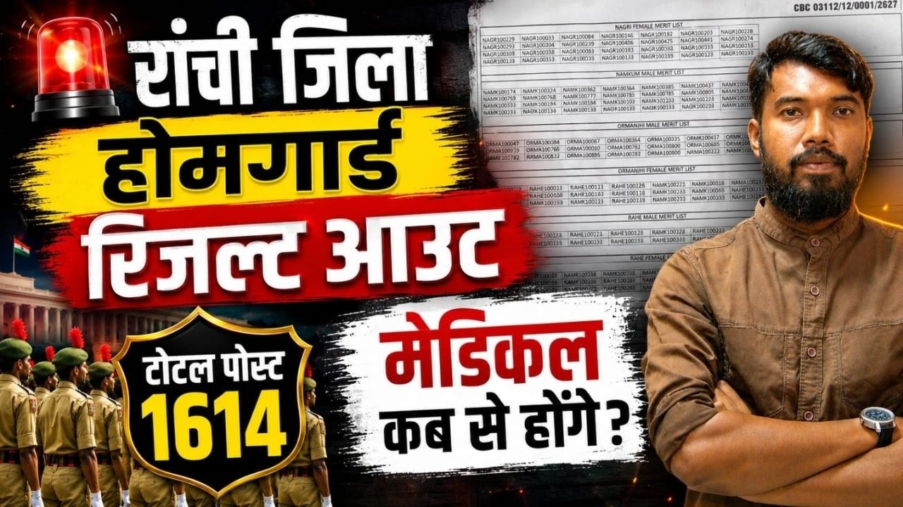 रांची जिला होमगार्ड रिजल्ट OUT | Total Post 1614 | मेडिकल कब से होंग | Ranchi Home Guard Result 2026