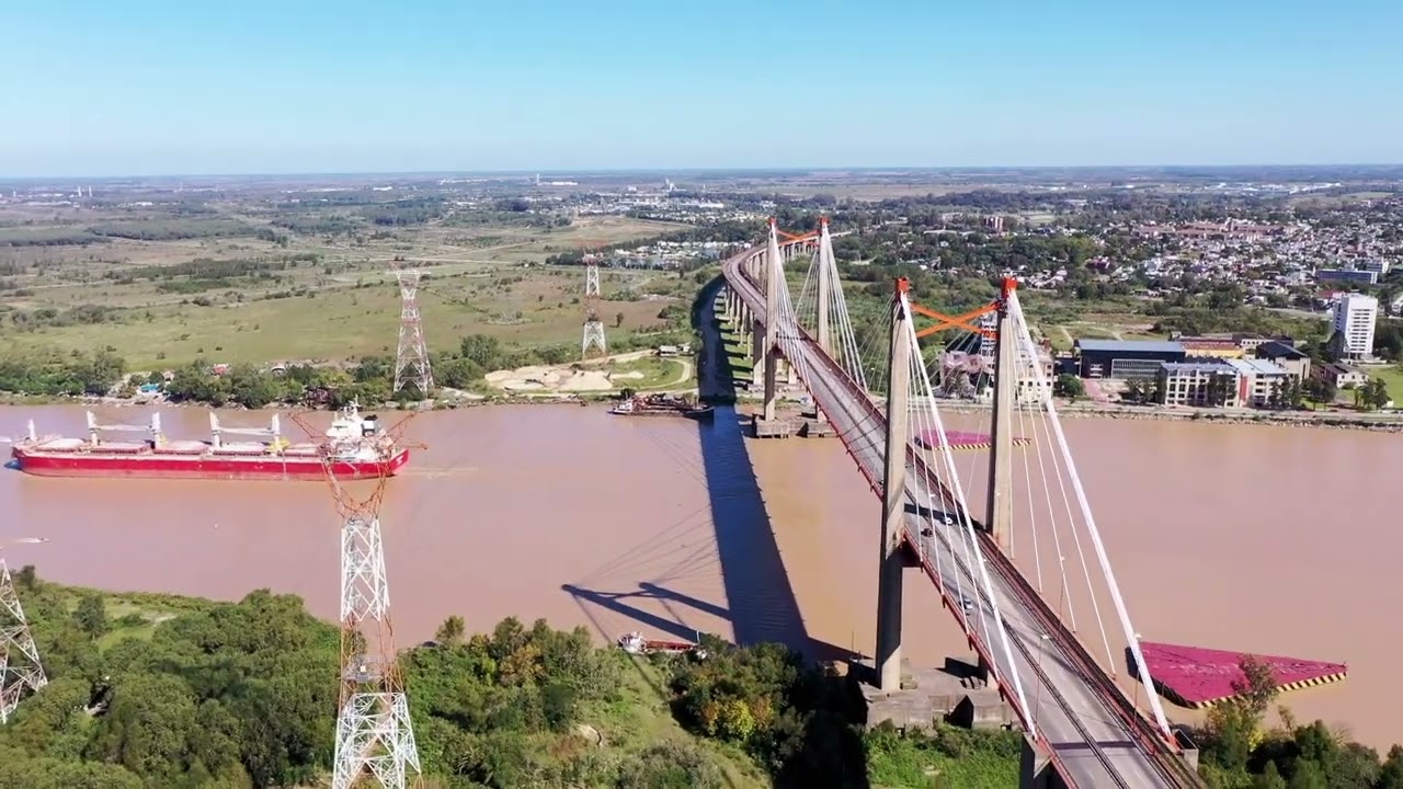 Puente Zarate Brazo Largo Buenos Aires Argentina DRONE FOOTAGE