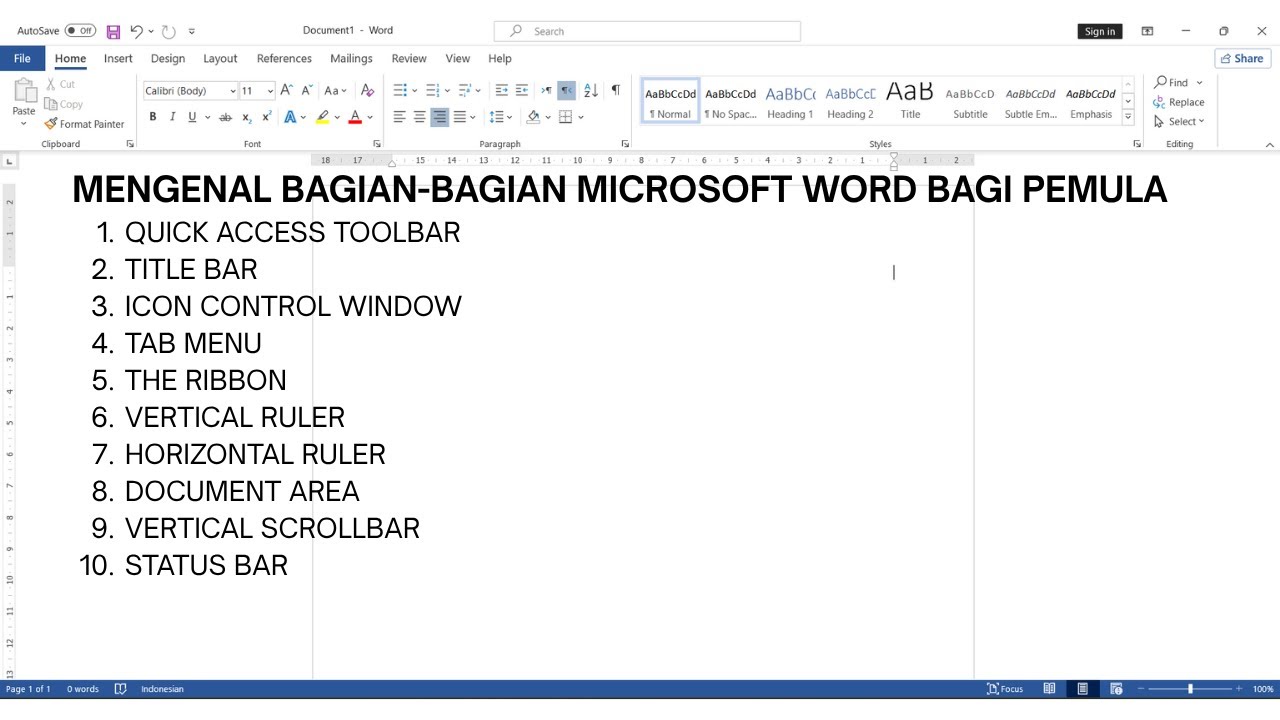 TUTORIAL MICROSOFT WORD BAGI PEMULA
