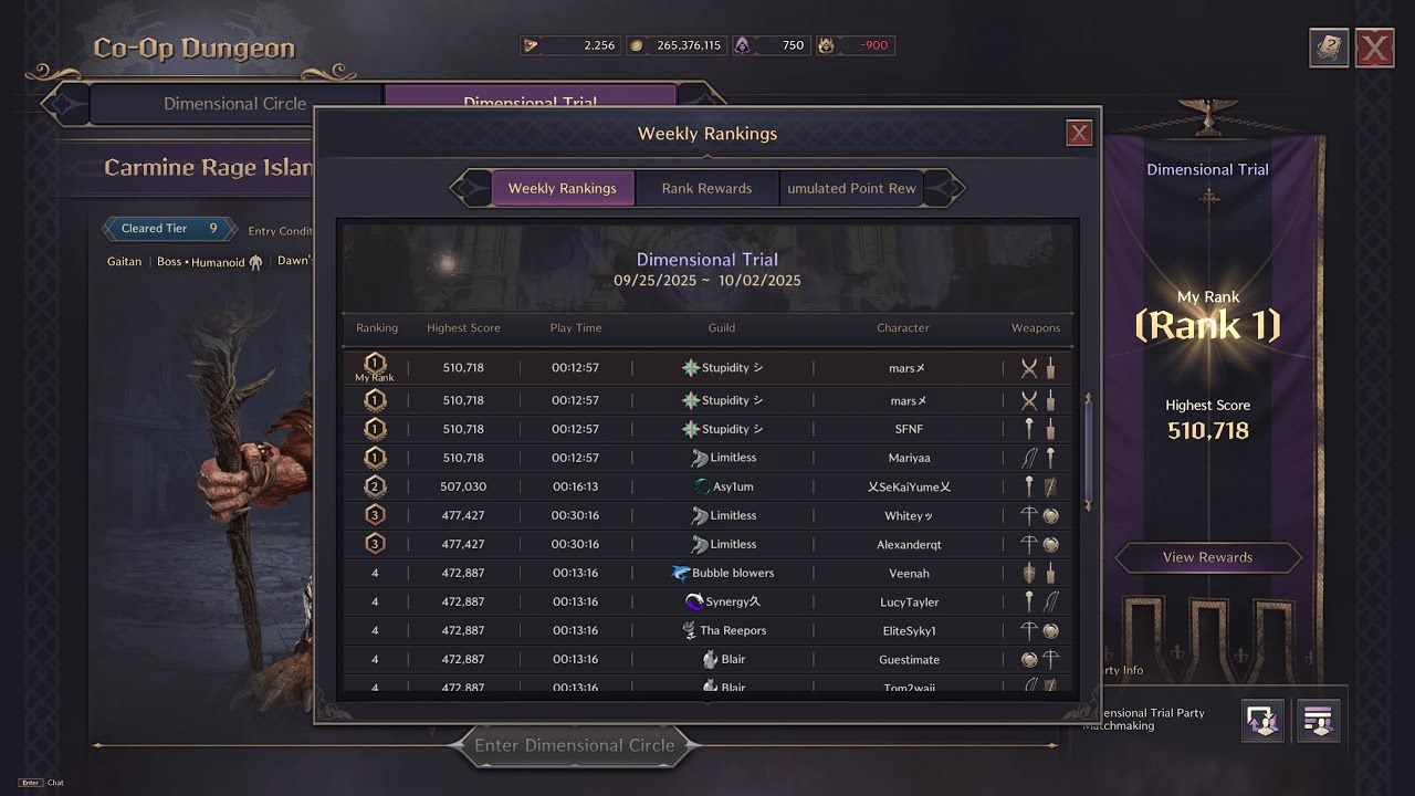 T9 Trials Speedrun 12:57 min - 510k Points Carmine Rage Island - Throne and Liberty
