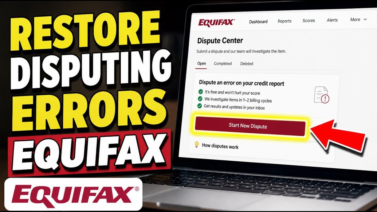 How to restore disputing errors on Equifax - Quick Tutorial