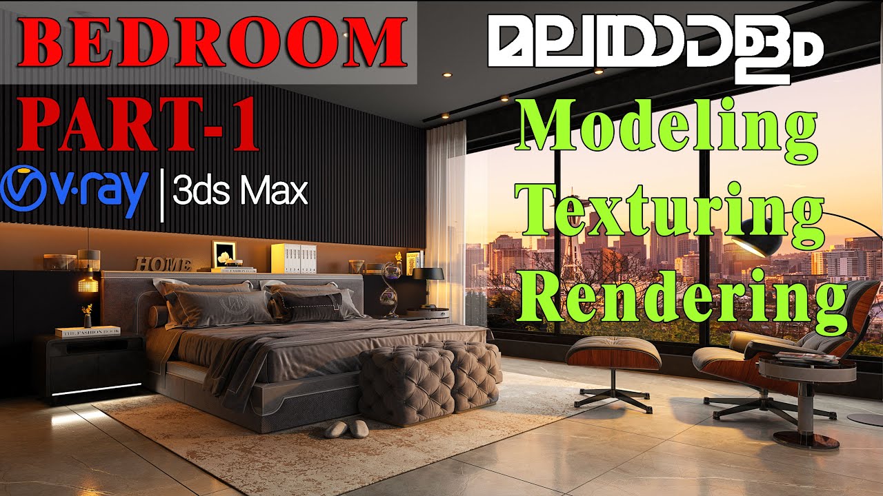 3ds MAX VRAY BEDROOM MODELING TUTORIAL | PART - 1 | MALAYALAM