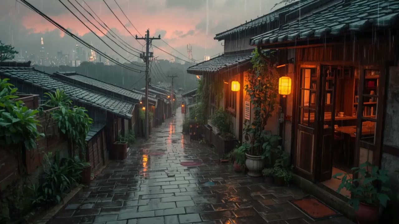 Soft Rain & Warm Lights 🌙 Japanese Night Ambience | Lofi to Relax