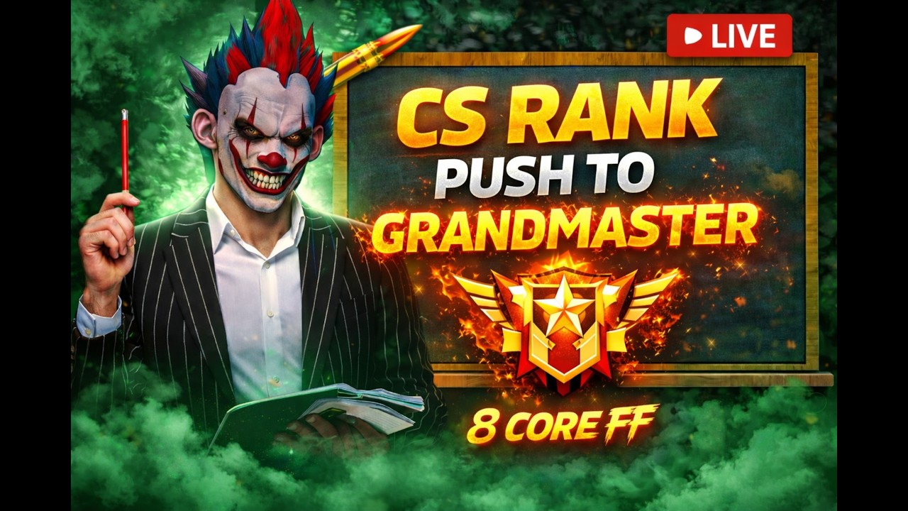 🔴CS RANK PUSH TO GRANDMASTER 🔥 FREE FIRE LIVE | 8 CORE FF