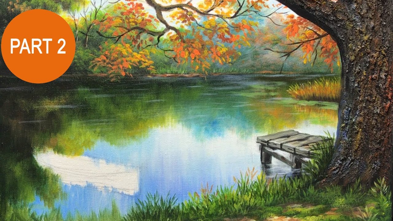 Boy fishing with grandfather in autumn lake  - PART 2