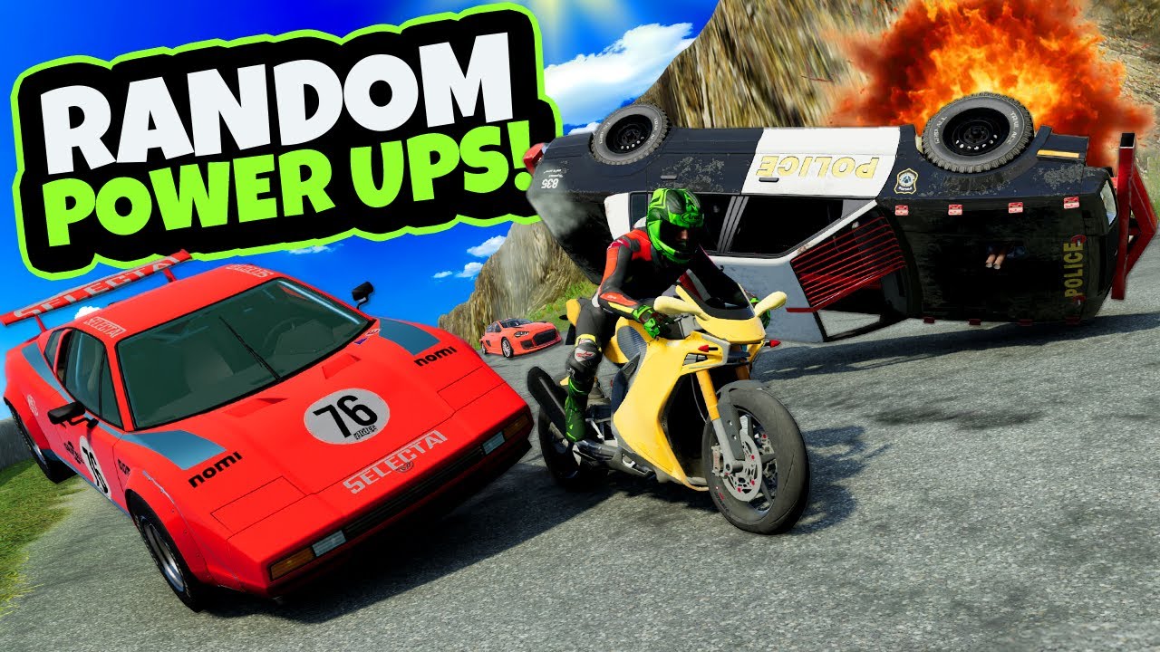 BeamNG's Most CHAOTIC Race? Randomized Cars + Powerups = Mayhem!