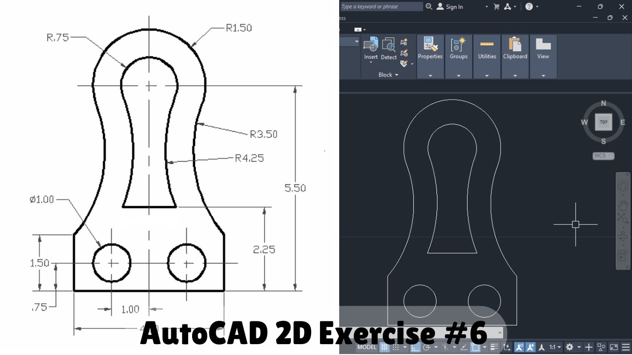 AutoCAD 2025  2D Modeling – Practice Exercise #6